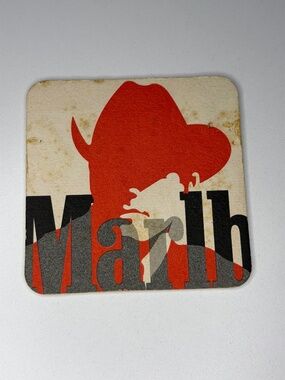 Vintage Marlboro Red White Black Square Beer Coaster 4"